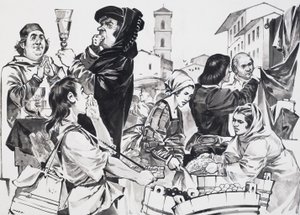 Comercio florentino (gouache sobre papel)
