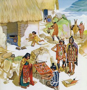 Hogar en Perú, c. 100 d.C. (litografía en color) de Angus McBride