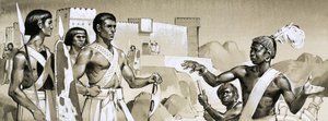 Hicsos, el faraón Kamose instruye a guerreros negros especialmente entrenados en tácticas de batalla. de Angus McBride