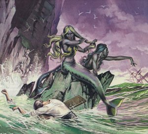 Sirenas (litografía en color) de Angus McBride