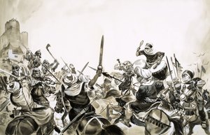 Guerreros moros atacan a las fuerzas españolas en 711 de Angus McBride
