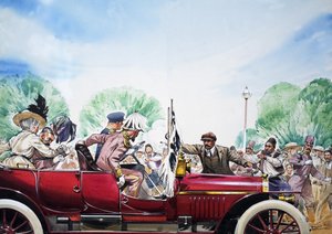 Estallido de la Primera Guerra Mundial, ilustración de "Grandes acontecimientos de la historia mundial" (gouache sobre papel) de Angus McBride