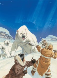 Osos polares y esquimales (gouache sobre papel) de Angus McBride