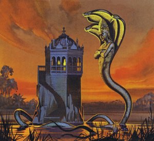 El Rey Naga (litografía en color) de Angus McBride
