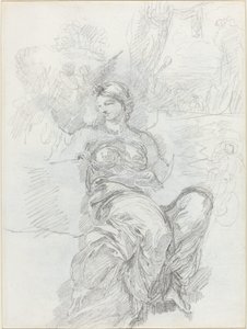 Ángel Sentado en un Paisaje (recto) de Anicet Charles Gabriel Lemonnier