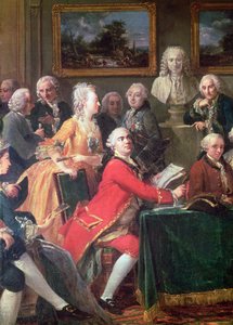 Una velada en la casa de Madame Geoffrin (detalle de Lekain y Mademoiselle Clairon, 1755)