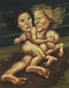 Batalla de Julia y Jodie, 2012 (acrílico sobre tabla ilustración) de Anita Kunz