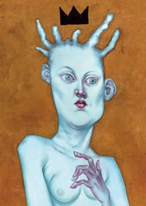 Reina con corona, 2016 (pintura acrílica sobre tabla ilustración)