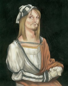 Autorretrato con vello facial, 2011 (pintura acrílica sobre tabla ilustración) de Anita Kunz