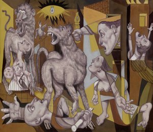 El Guernica de Guereza, 2018 (pintura acrílica sobre cartón ilustración)