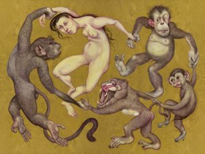 The Tamarin Dancers, 2015 (pintura acrílica sobre tabla ilustración) de Anita Kunz