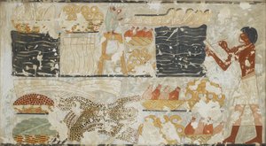 Copia de pintura mural, tumba privada 100 de Rekhmire, Tebas, siglo XX de Anna