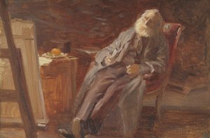 El pintor Vilhelm Kyhn fumando su pipa de Anna Ancher