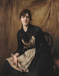 Autorretrato con paleta de Anna Bilinska
