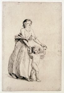 Cupido guiando a una niña con los ojos vendados, 1912 de Anna Lea Merritt