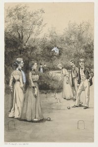 Hombres y mujeres juegan al croquet de Anna Maria Kruijff