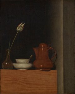 Bodegón con jarra y tulipán