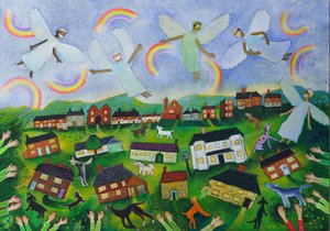 Aplaudiendo a los ángeles, 2021 (pintura) de Anna Pugh