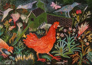 Red Hen Run, 2018 (acrílico) de Anna Pugh