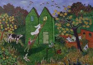 Remembered the day forgot the keys, 2022 (acrílico sobre tabla) de Anna Pugh