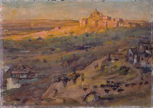 Toledo España, Sol de tarde (óleo sobre lienzo montado en cartón estratificado) de Anna Richards Brewster