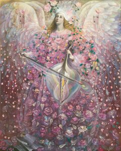 El ángel del amor, 2010 (óleo y pan de oro sobre lino belga) de Annael Anelia Pavlova