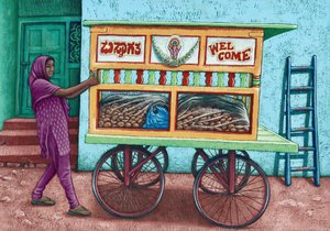Vendedor ambulante, India, 2019 (gouache)