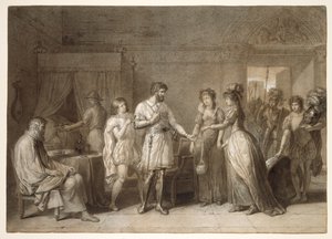 Bayard rechaza los regalos de su anfitriona, en Brescia de Anne-Louis Girodet de Roucy-Trioson
