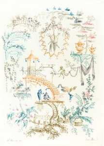 Arabesco con un mono de Anne Allen after Jean Baptiste Pillement