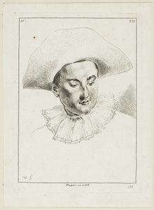 Cabeza de hombre (con sombrero y gorguera) de Anne Claude Philippe Caylus