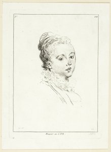 Cabeza de mujer (girada hacia la izquierda) de Anne Claude Philippe Caylus