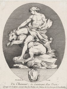 Un cazador agarrando un oso, 1737
