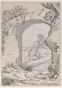 Paisaje con puente, siglo XVIII de Anne Claude Philippe de Caylus