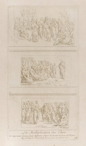 Tres estudios separados para los milagros de los panes, mostrando a Cristo de pie, ca. 1729-40