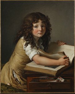Benoît Agnès Trioson con un libro de Anne Louis Girodet de Roucy Trioson