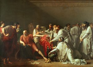 Hipócrates (c.460-c.377 a.C.) rechazando los regalos de Artajerjes I (d.425 a.C.) 1792 de Anne Louis Girodet de Roucy Trioson