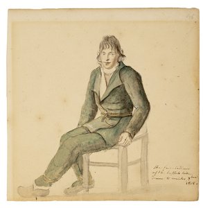 Indio americano justo de la tribu del búfalo, Canisteo, Nueva York, 1808 de Anne Marguerite Hyde de Neuville