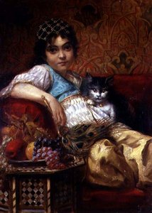 Chica turca con un gato