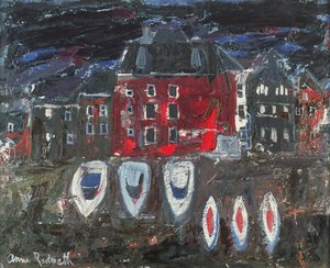 Astillero, Amsterdam (óleo sobre tabla) de Anne Redpath