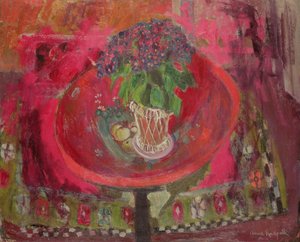 La bandeja roja (óleo sobre tabla)