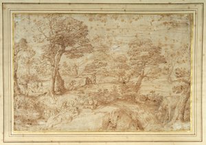 Paisaje con el Descanso en la Huida a Egipto, después de Annibale Carracci