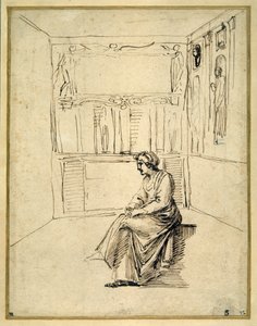 Una mujer sentada en una habitación de Annibale Carracci