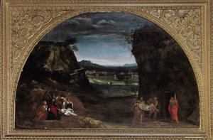 Paisaje con deposición de Annibale Carracci
