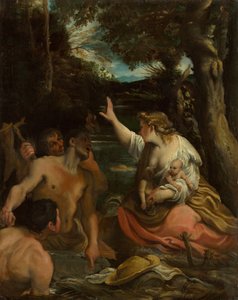 Latona y los campesinos licios Latona protegiendo a sus hijos, 1585 de Annibale Carracci