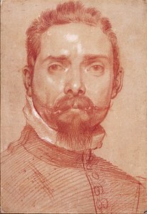 "Retrato del Jugador de Laúd Giulio Mascheroni" (Retrato del jugador de laúd Giulio Mascheroni) Sanguina de Annibale Carracci (Carrache) (1560-1609) ca 1594 Albertina, Viena de Annibale Carracci