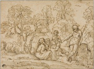 Predicación de San Juan Bautista de Annibale Carracci