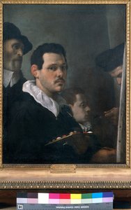 Autorretrato con otras figuras, c.1593 de Annibale Carracci