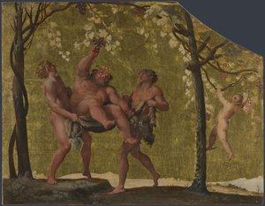 Silenus Recogiendo Uvas de Annibale Carracci