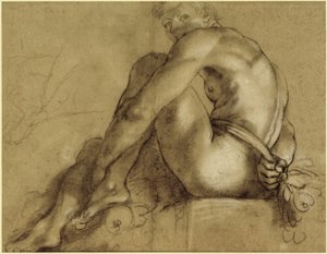 Desnudo Sentado de Annibale Carracci