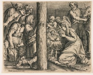 La adoración de los pastores de Annibale Carracci